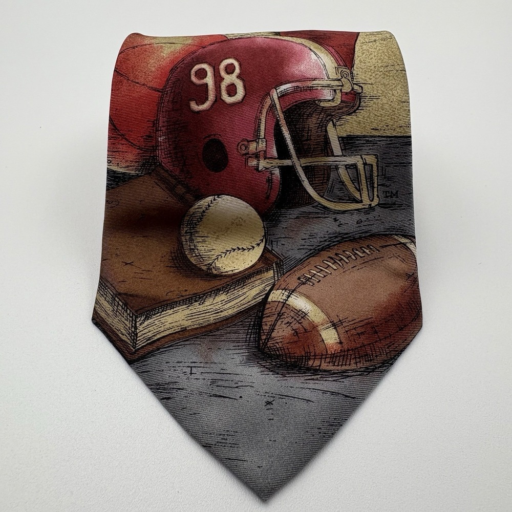 Eagles Wings Alabama Crimson Tide Silk Roll Tide Football Helmet Men's Necktie
